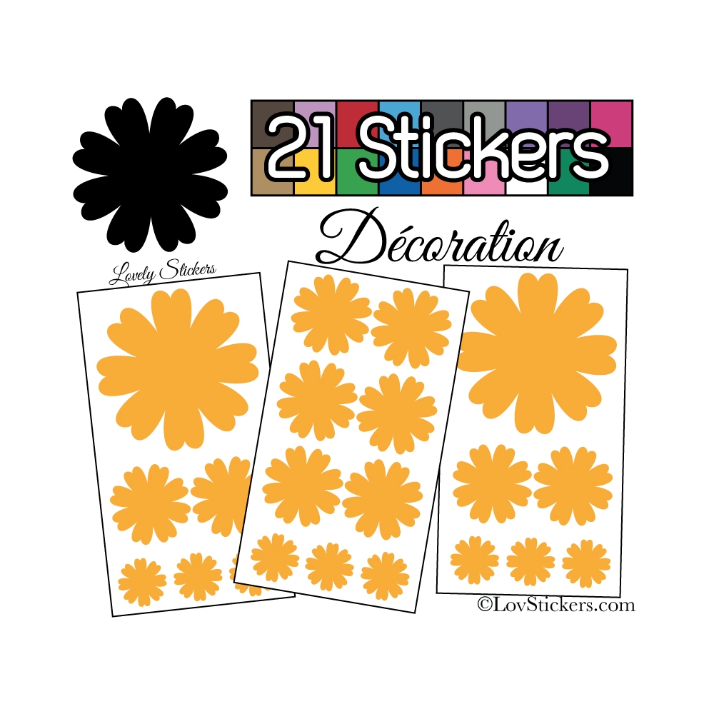 21 Stickers Fleur Mixte - Autocollant Décoration Intérieur