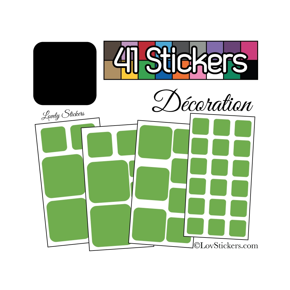 41 Stickers Carrés Mixte - Autocollant Décoration Intérieur