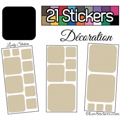 21 Stickers Carrés 8 à 2cm - Autocollant Décoration Intérieur