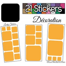 21 Stickers Carrés 8 à 2cm - Autocollant Décoration Intérieur