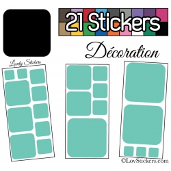 21 Stickers Carrés 8 à 2cm - Autocollant Décoration Intérieur