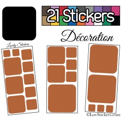 21 Stickers Carrés 8 à 2cm - Autocollant Décoration Intérieur