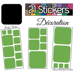 21 Stickers Carrés 8 à 2cm - Autocollant Décoration Intérieur