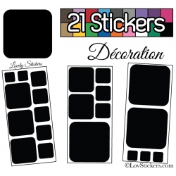 21 Stickers Carrés 8 à 2cm - Autocollant Décoration Intérieur