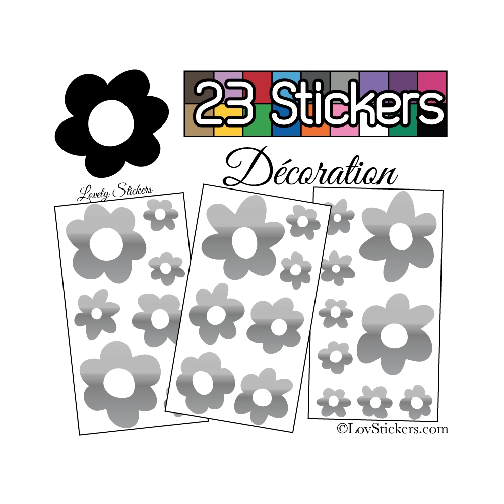 23 Stickers Fleurs Mixte - Autocollant Décoration Intérieur