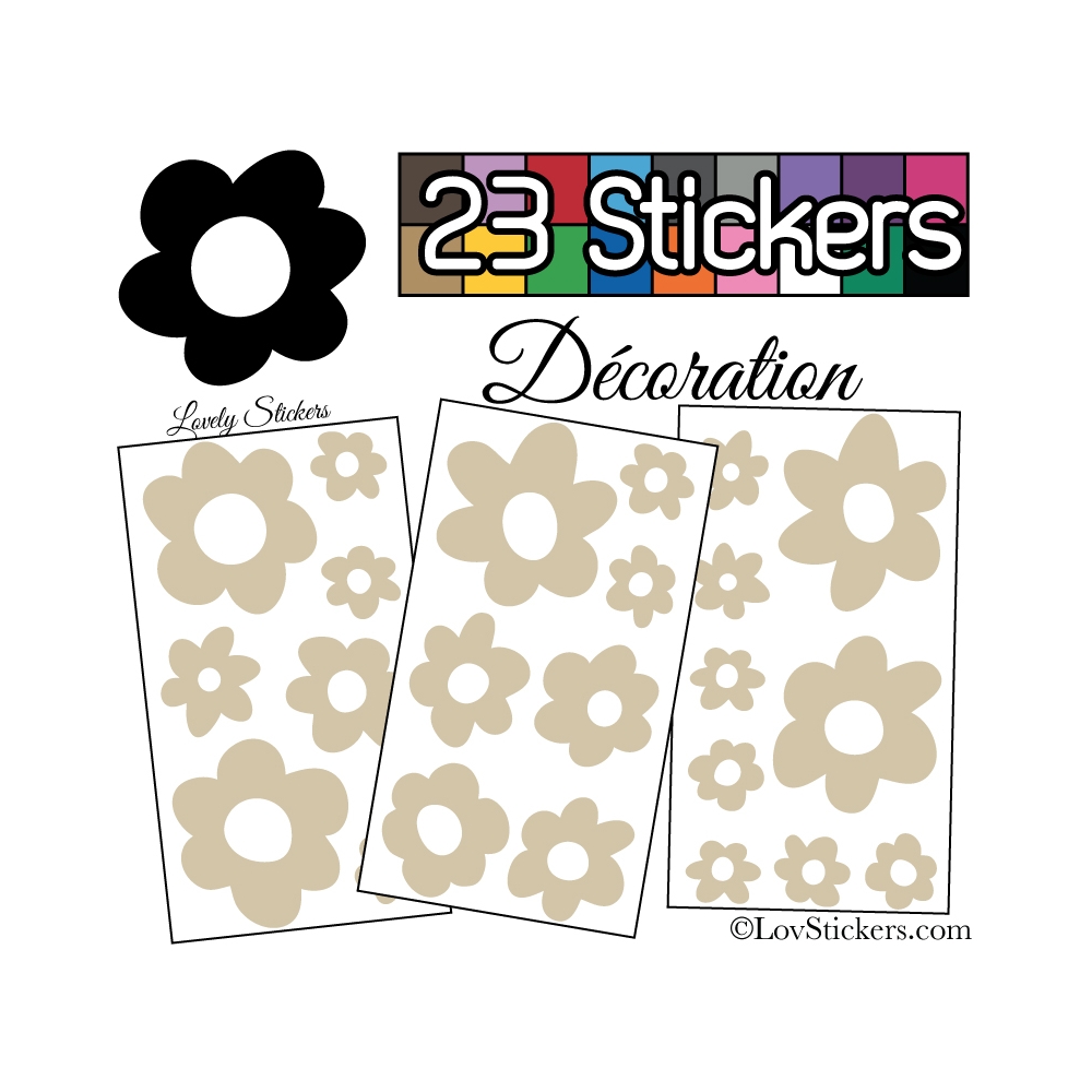 23 Stickers Fleurs Mixte - Autocollant Décoration Intérieur