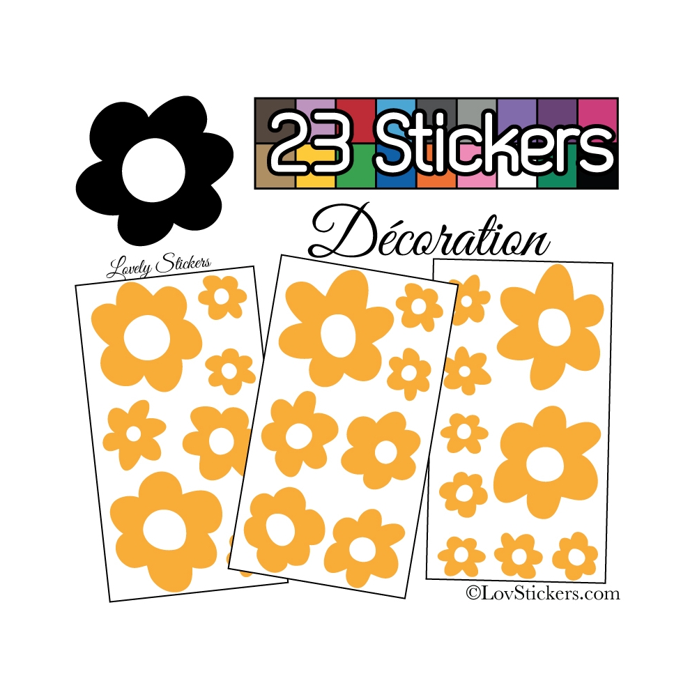 23 Stickers Fleurs Mixte - Autocollant Décoration Intérieur