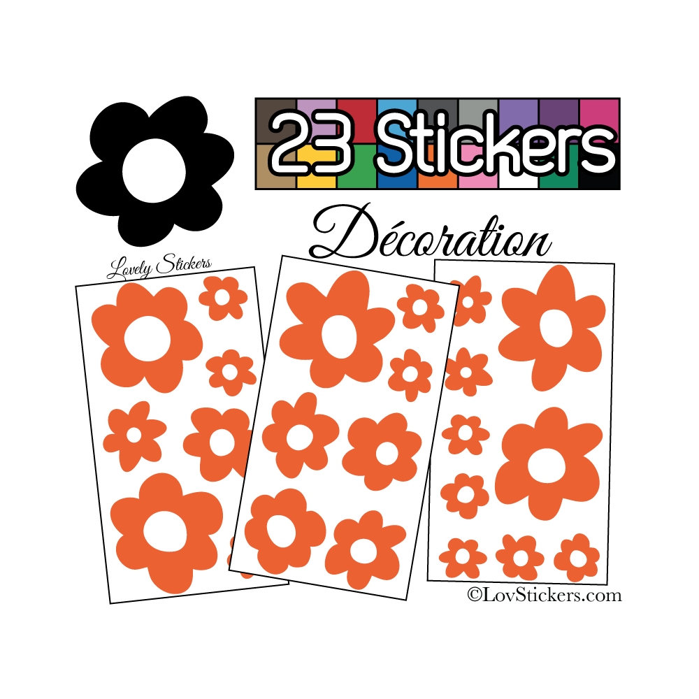 23 Stickers Fleurs Mixte - Autocollant Décoration Intérieur