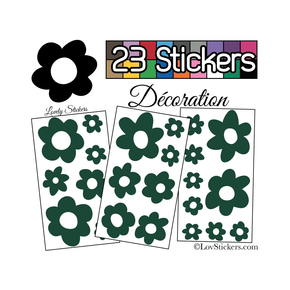 23 Stickers Fleurs Mixte - Autocollant Décoration Intérieur