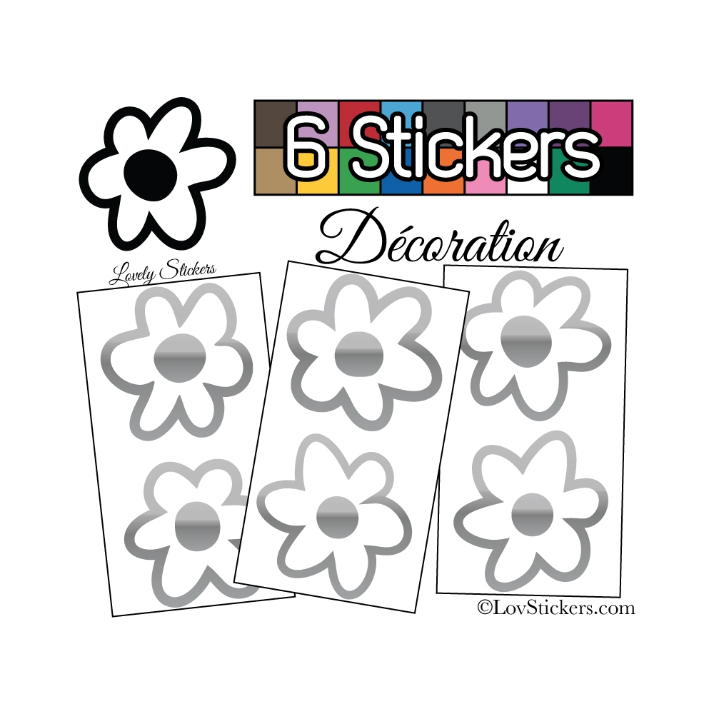 6 Stickers Fleurs Mixte - Autocollant Décoration Intérieur