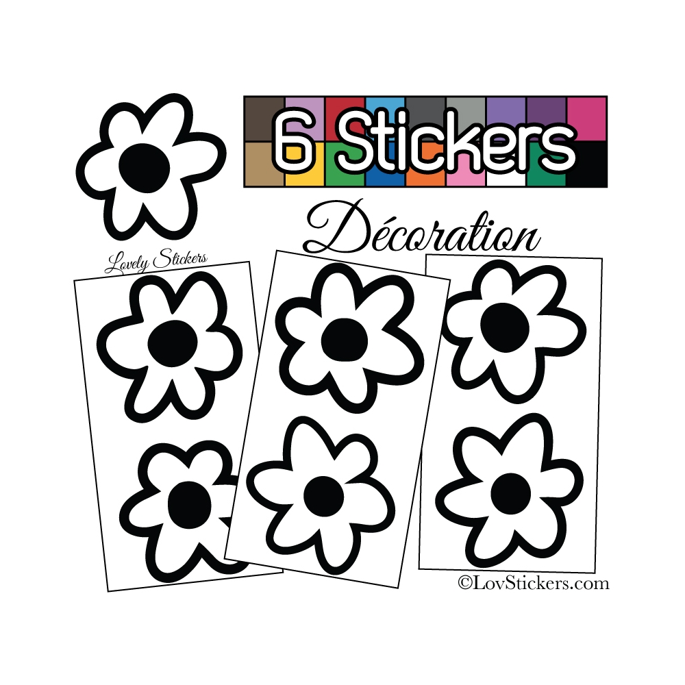 6 Stickers Fleurs Mixte - Autocollant Décoration Intérieur