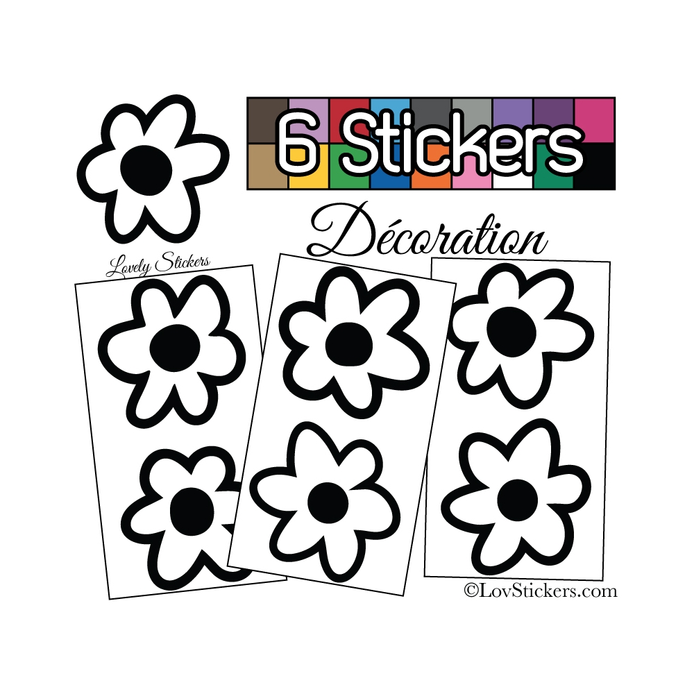 6 Stickers Fleurs Mixte - Autocollant Décoration Intérieur 6 Stickers Fleurs Mixte - Autocollant Décoration Intérieur
