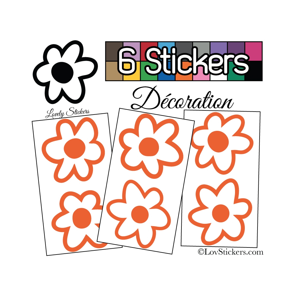 6 Stickers Fleurs Mixte - Autocollant Décoration Intérieur