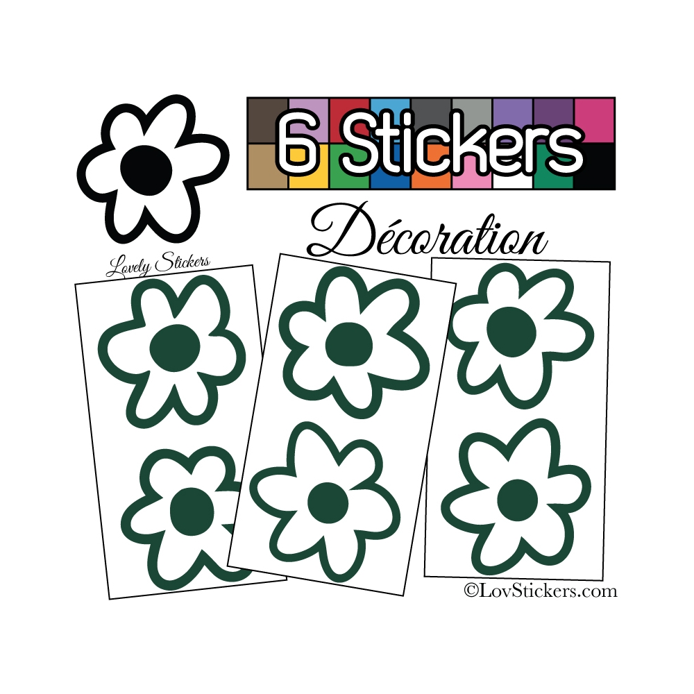 6 Stickers Fleurs Mixte - Autocollant Décoration Intérieur