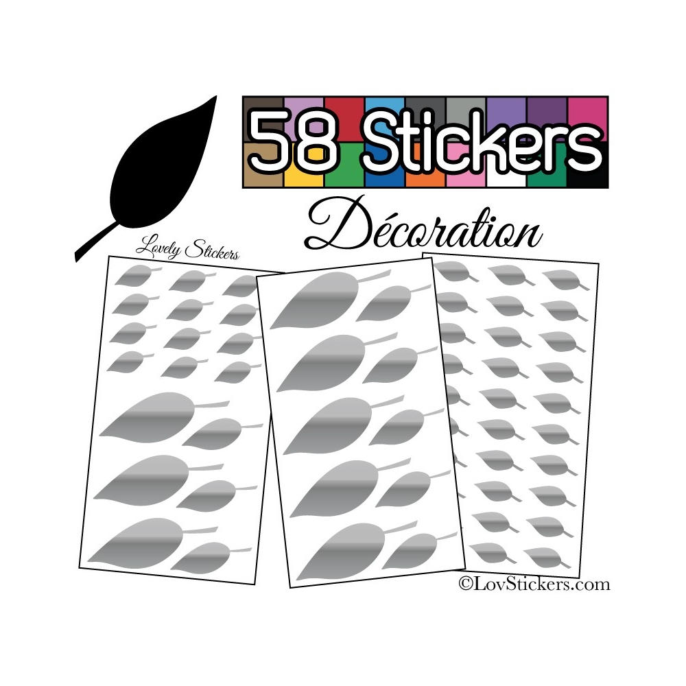 58 Stickers Feuilles Mixte - Autocollant Décoration Intérieur