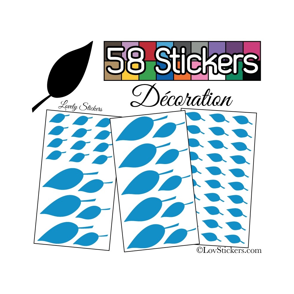 58 Stickers Feuilles Mixte - Autocollant Décoration Intérieur