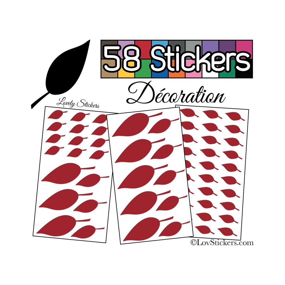 58 Stickers Feuilles Mixte - Autocollant Décoration Intérieur