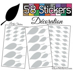 58 Stickers Feuilles Mixte - Autocollant Décoration Intérieur