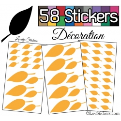 58 Stickers Feuilles Mixte - Autocollant Décoration Intérieur