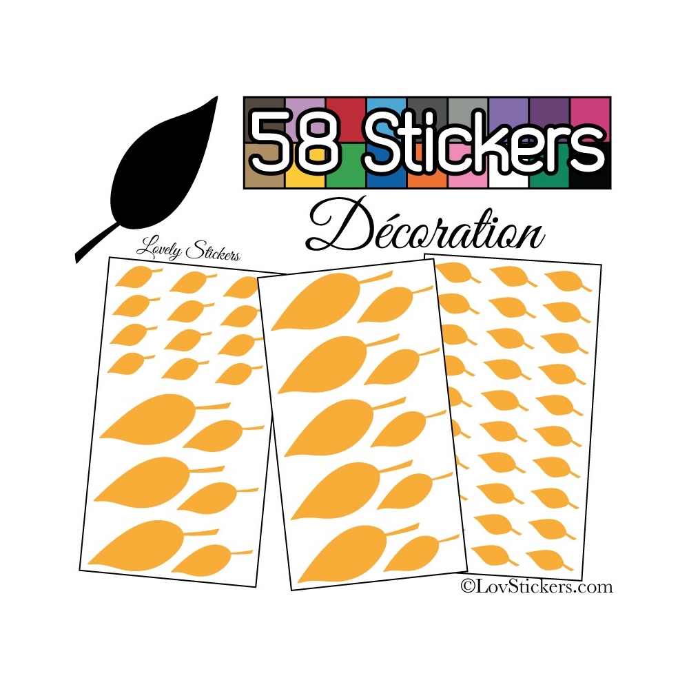 58 Stickers Feuilles Mixte - Autocollant Décoration Intérieur