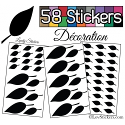 58 Stickers Feuilles Mixte - Autocollant Décoration Intérieur