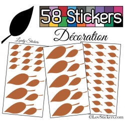 58 Stickers Feuilles Mixte - Autocollant Décoration Intérieur