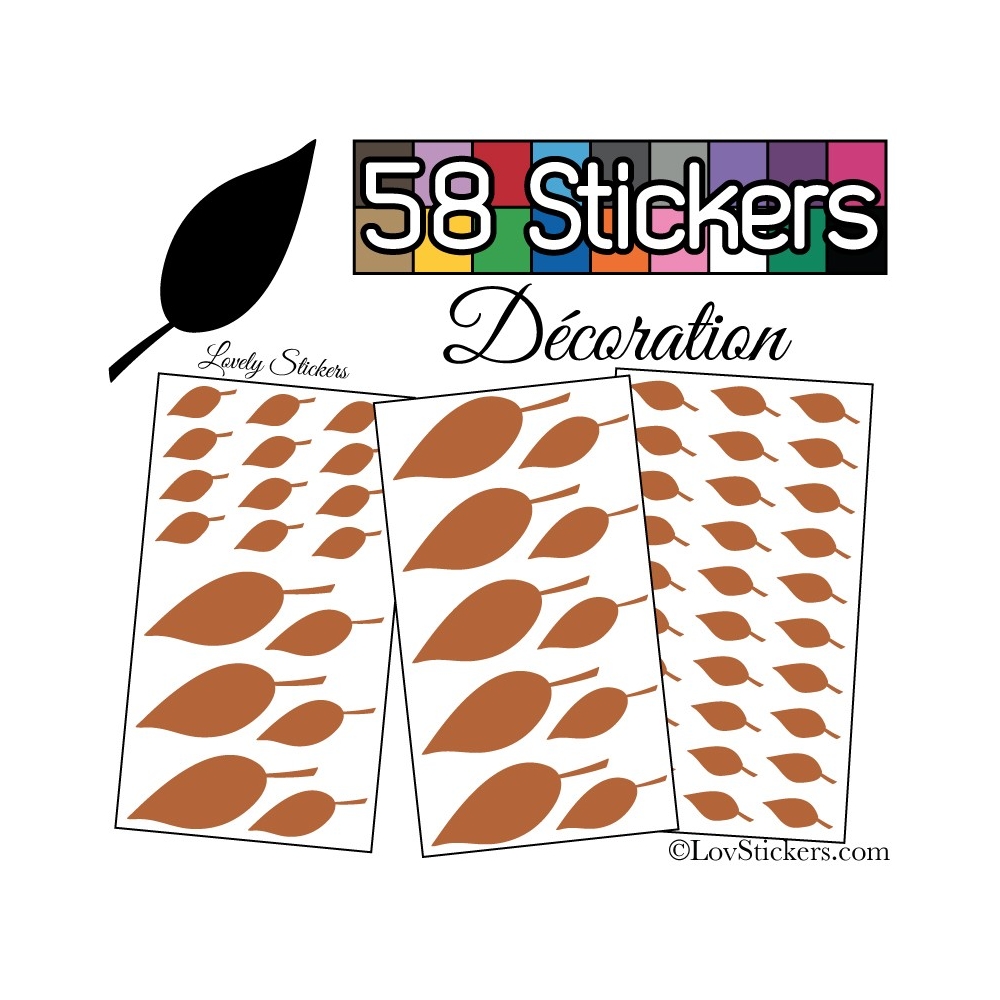 58 Stickers Feuilles Mixte - Autocollant Décoration Intérieur