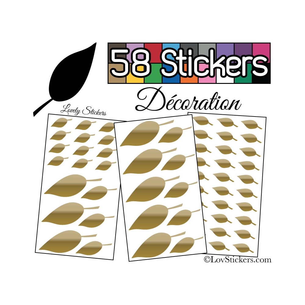 58 Stickers Feuilles Mixte - Autocollant Décoration Intérieur