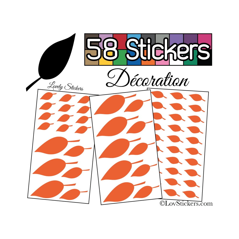 58 Stickers Feuilles Mixte - Autocollant Décoration Intérieur