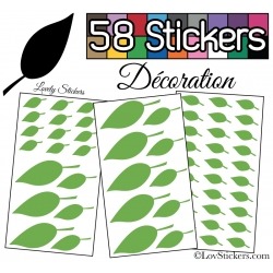 58 Stickers Feuilles Mixte - Autocollant Décoration Intérieur