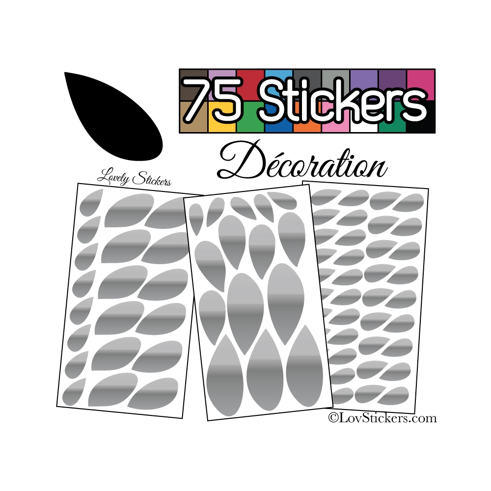 75 Stickers Feuilles Mixte - Autocollant Décoration Intérieur