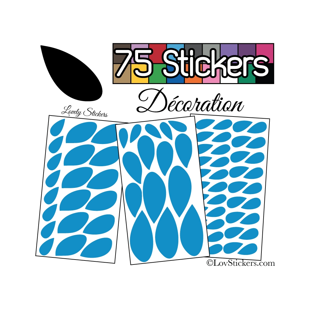 75 Stickers Feuilles Mixte - Autocollant Décoration Intérieur