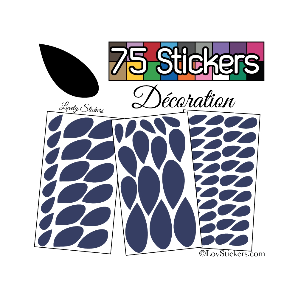 75 Stickers Feuilles Mixte - Autocollant Décoration Intérieur