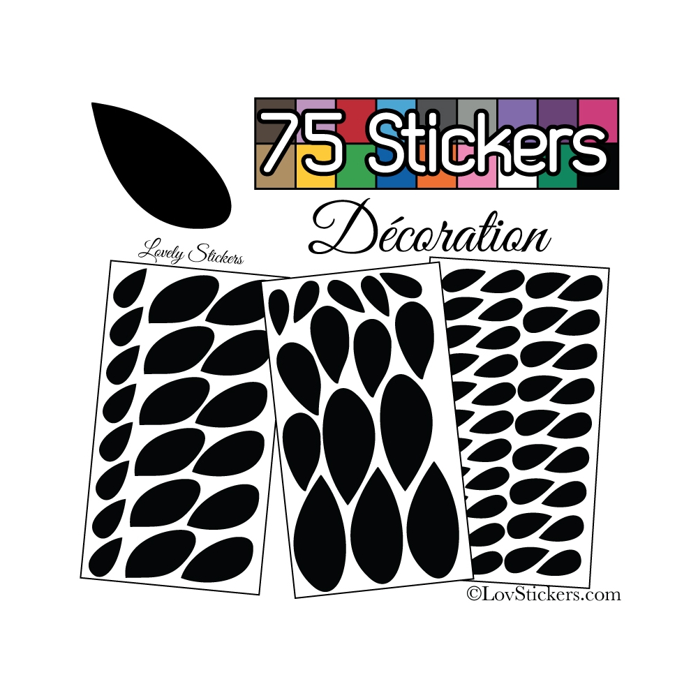 75 Stickers Feuilles Mixte - Autocollant Décoration Intérieur