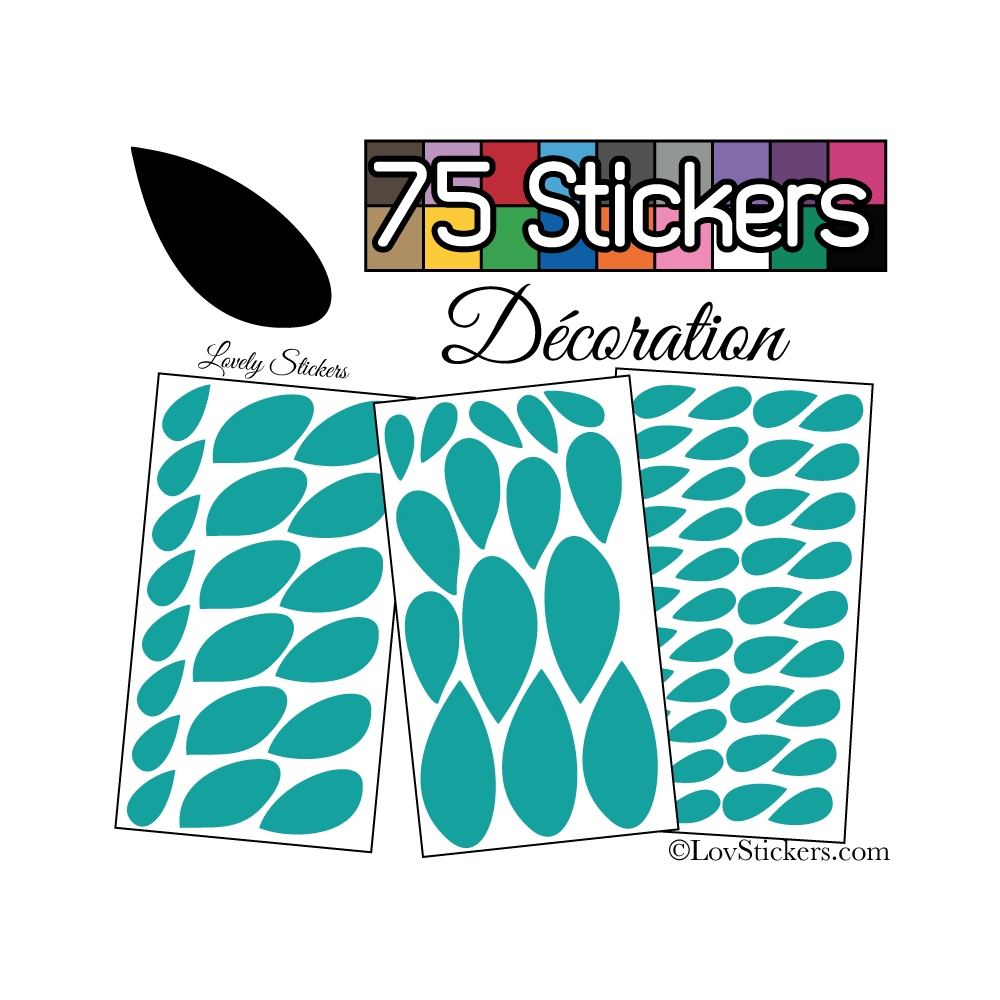 75 Stickers Feuilles Mixte - Autocollant Décoration Intérieur