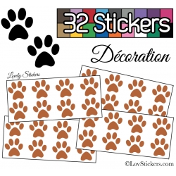 32 Stickers Empreintes de Chat - Autocollant Décoration Intérieur  Couleur Interieur Noir