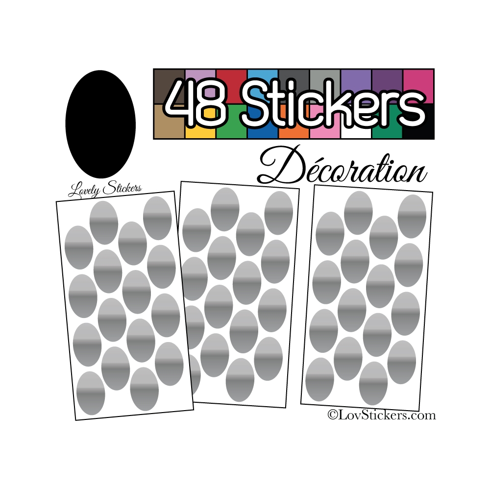 48 Stickers Ovale 4 cm - Autocollant Décoration Intérieur