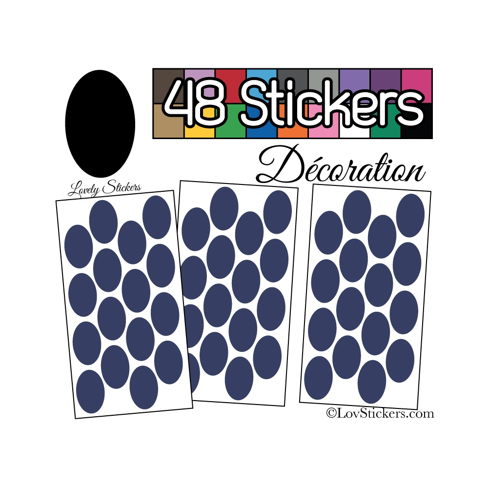 48 Stickers Ovale 4 cm - Autocollant Décoration Intérieur