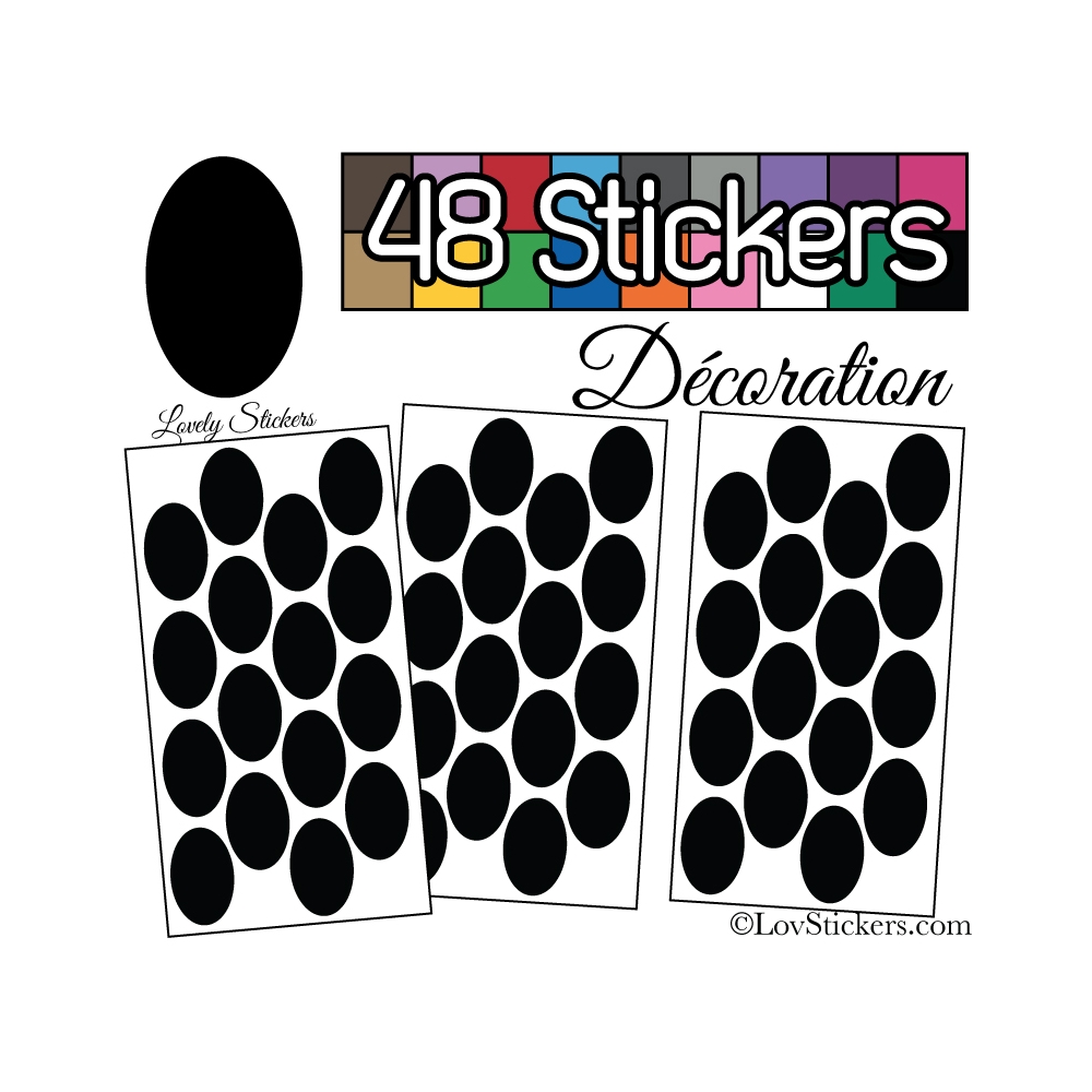 48 Stickers Ovale 4 cm - Autocollant Décoration Intérieur