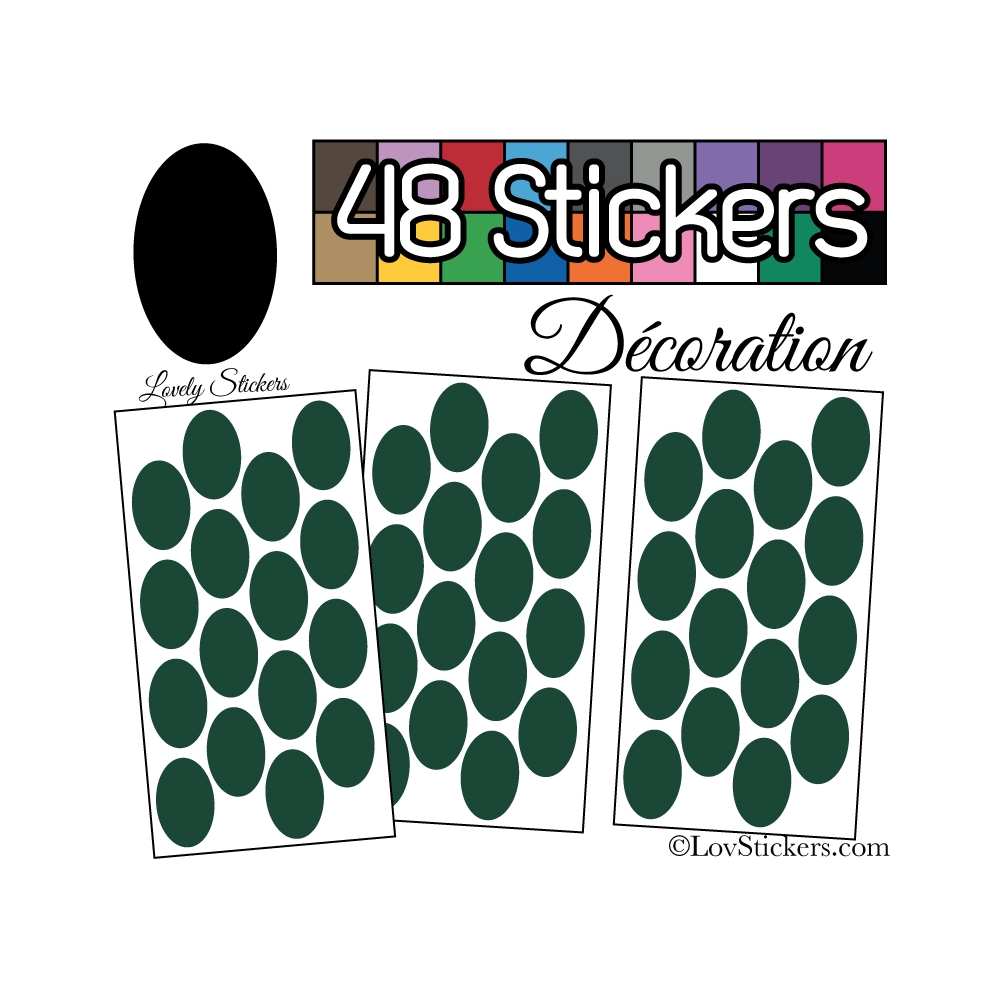 48 Stickers Ovale 4 cm - Autocollant Décoration Intérieur