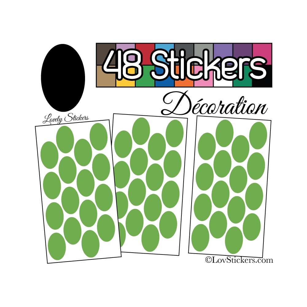48 Stickers Ovale 4 cm - Autocollant Décoration Intérieur