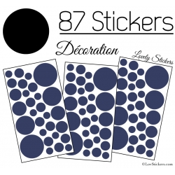 87 Stickers Ronds - Autocollant deco Ronds Pleins