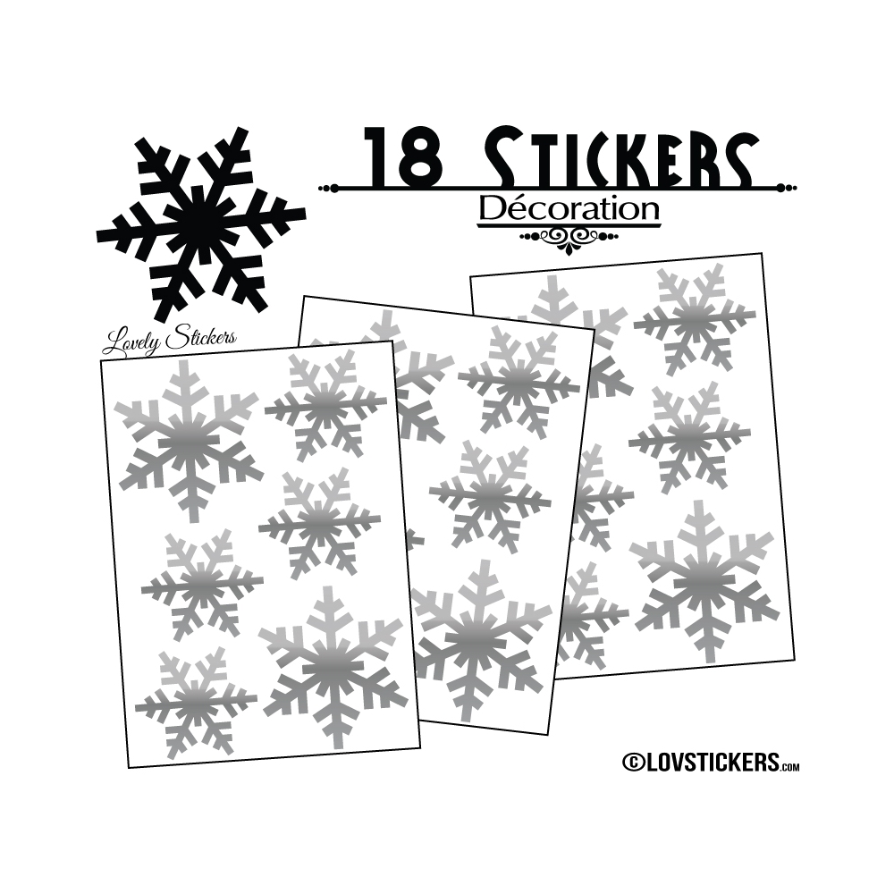 18 Stickers flocons de neige - Autocollant Décoration de Noel