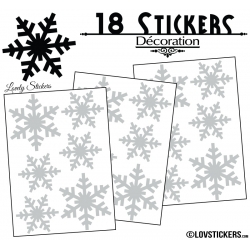 18 Stickers flocons de neige - Autocollant Décoration de Noel