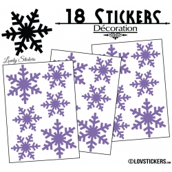 18 Stickers flocons de neige - Autocollant Décoration de Noel