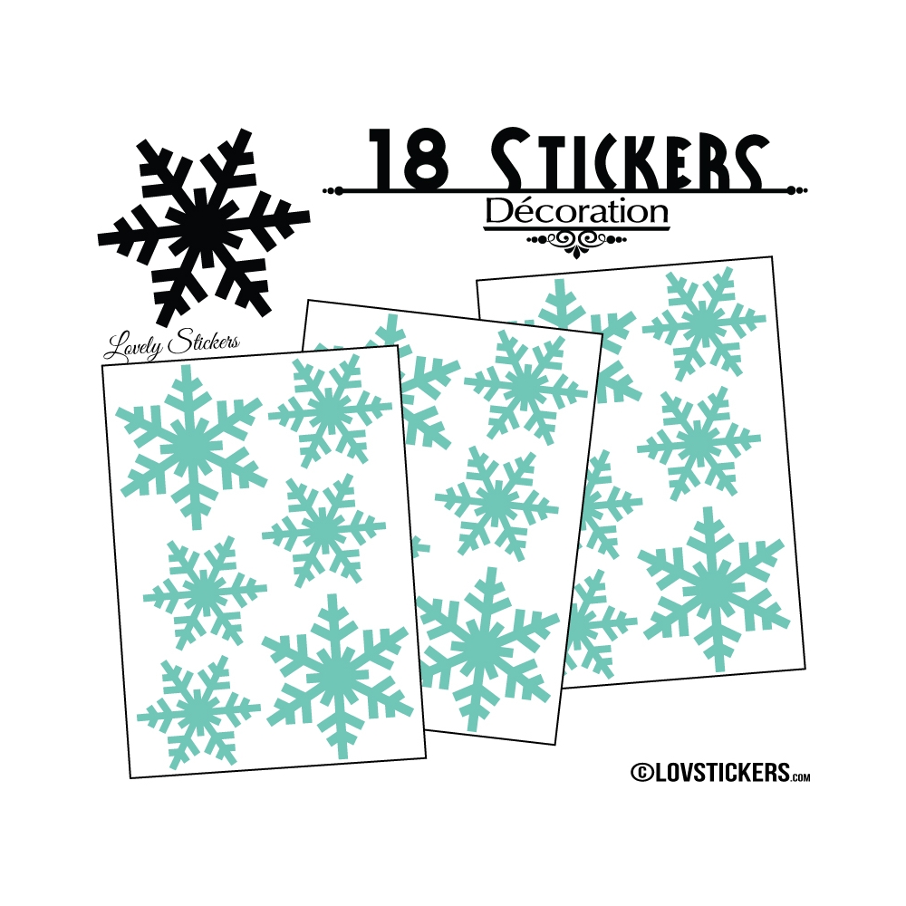 18 Stickers flocons de neige - Autocollant Décoration de Noel