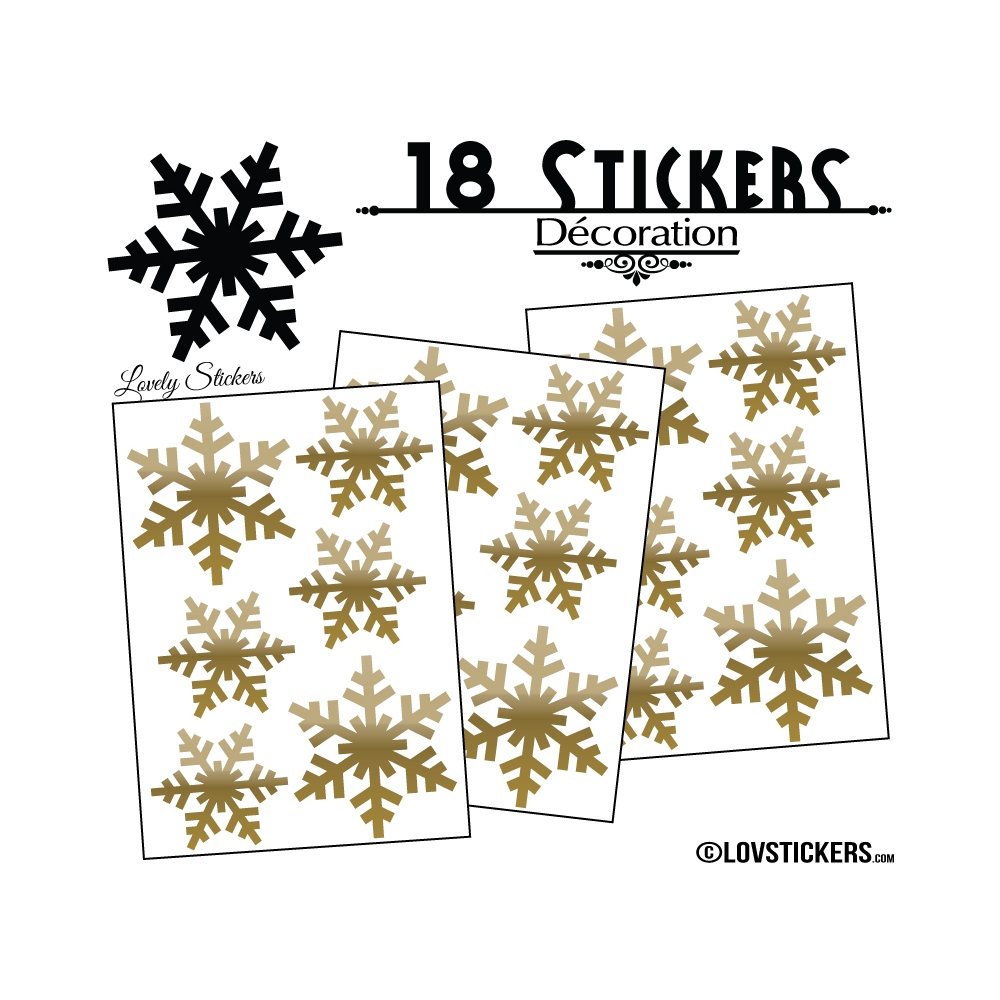 18 Stickers flocons de neige - Autocollant Décoration de Noel