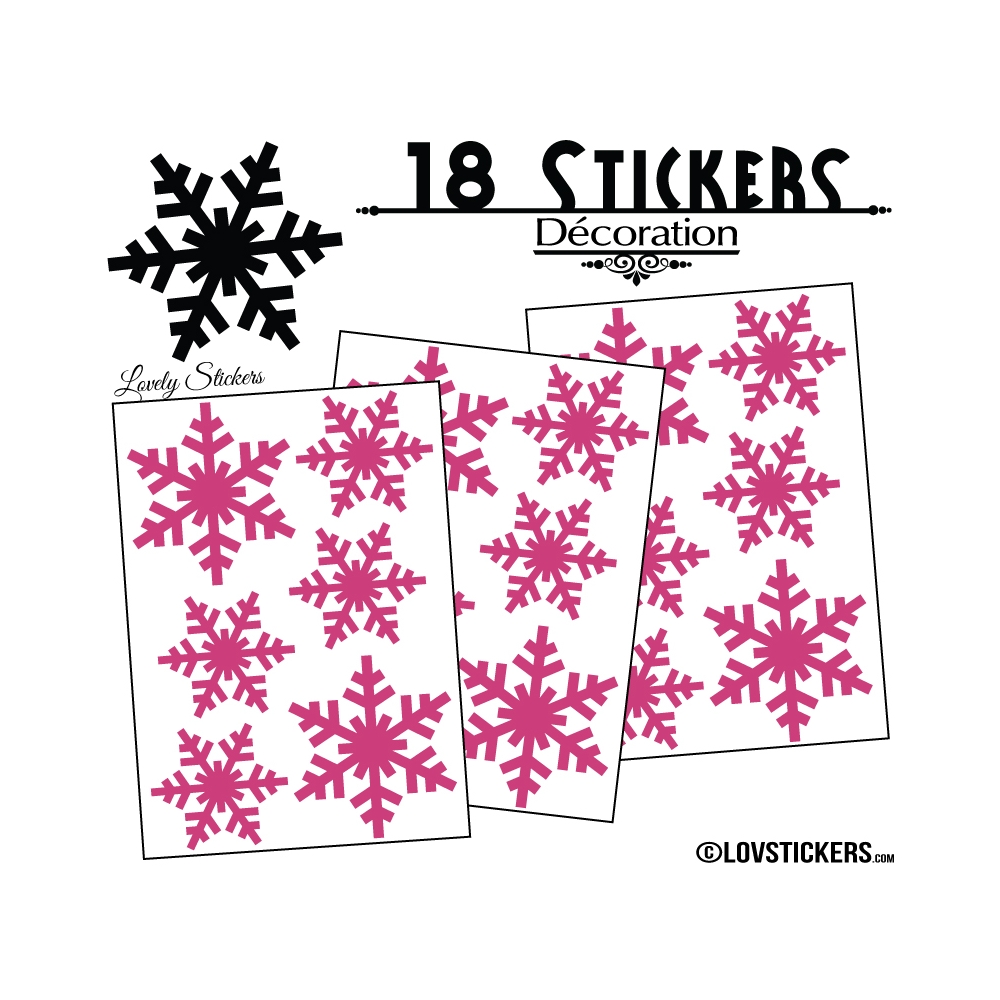 18 Stickers flocons de neige - Autocollant Décoration de Noel