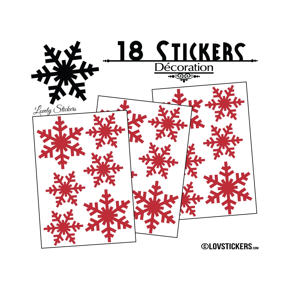 18 Stickers flocons de neige - Autocollant Décoration de Noel