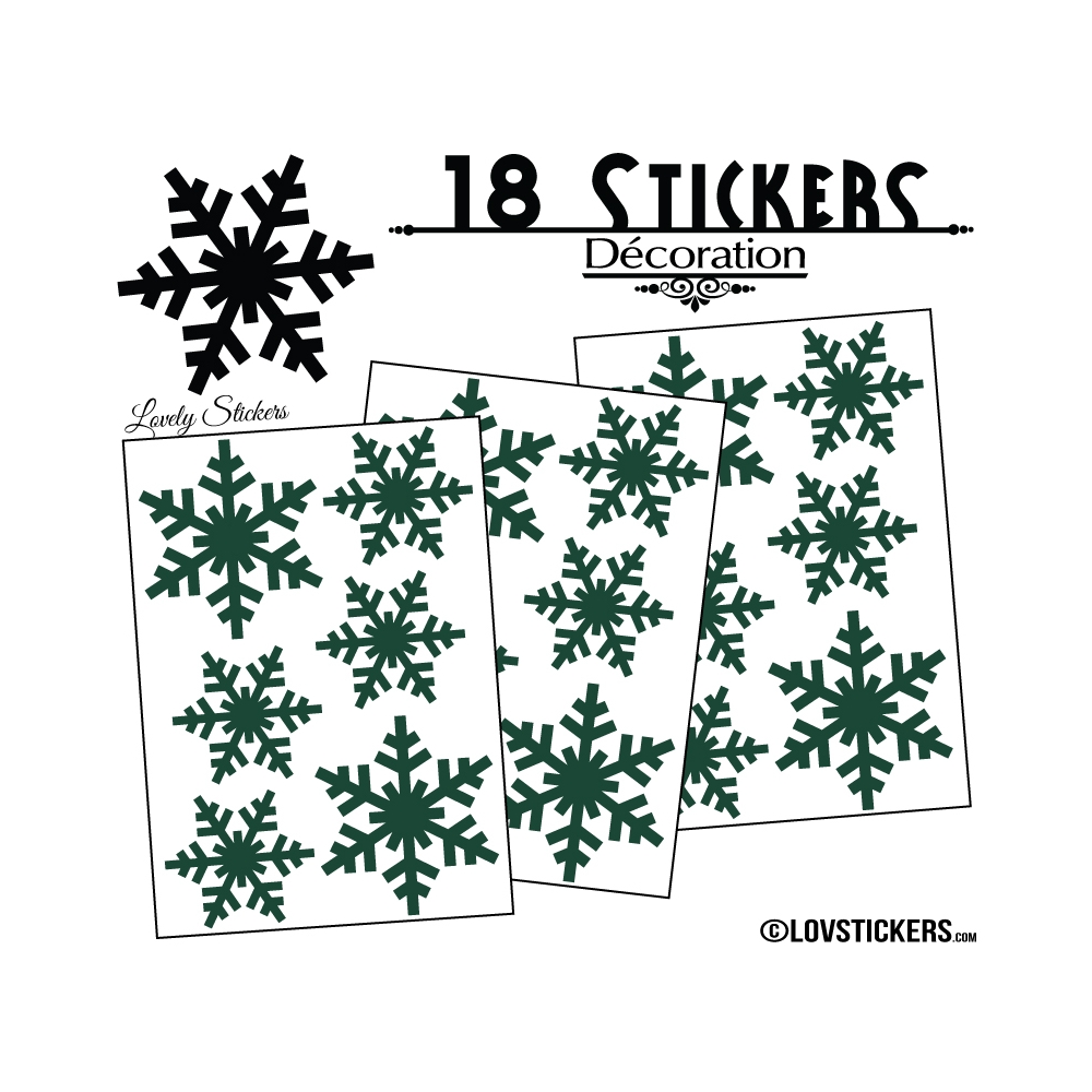 18 Stickers flocons de neige - Autocollant Décoration de Noel